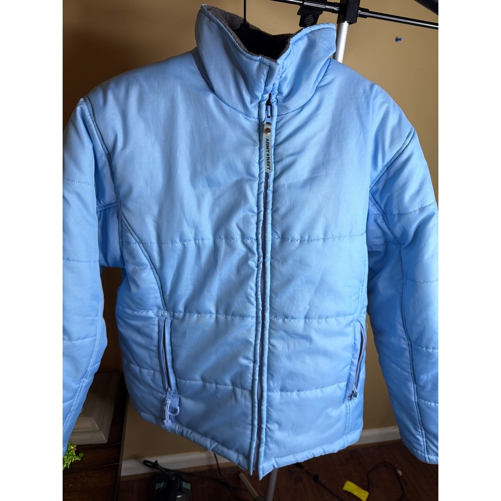 Army Navy The Powder Light Blue Puffer Jacket Fleece Lined Full Zip Womens Large